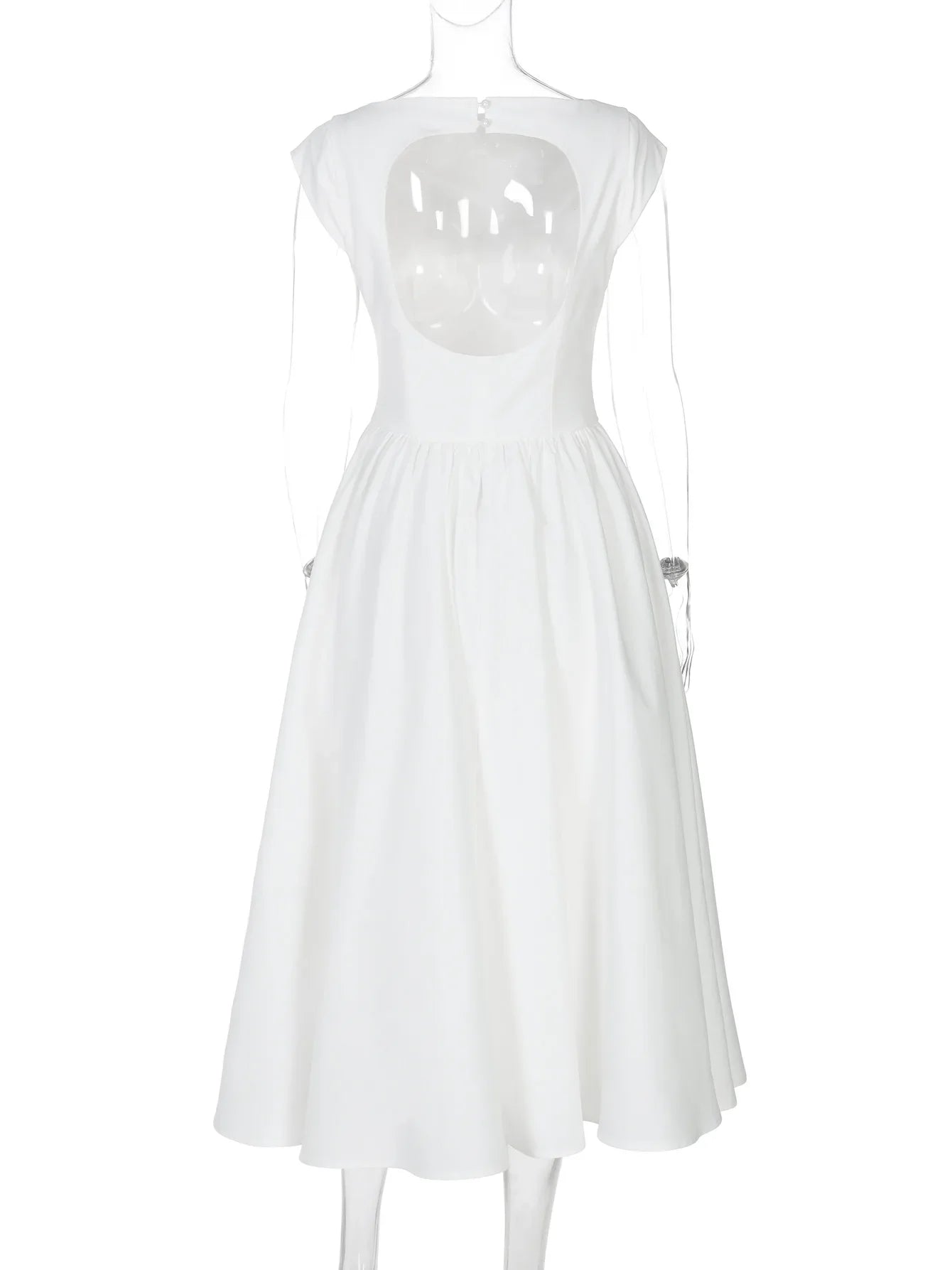 FDYOUI Elegant Sleeveless Backless A-line Party Dress for Woman 2026 Summer Tunics High Waist Solid Wedding Evening Prom Dresses