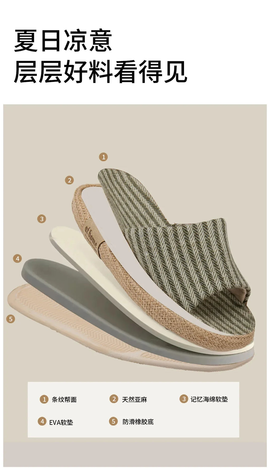 Janpanest Style Cotton Linen Slippers For Womeen Men Leisure House Shoes Striped Style Anti-slip Couples Home Breathable Slides
