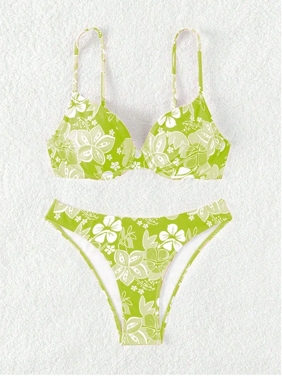 Strappy Underwire Bikinis 2025 Printed Floral Swimwear Female Sexy Swimsuit Women Bathers Bathing Swimming Swim Suit Beachwear