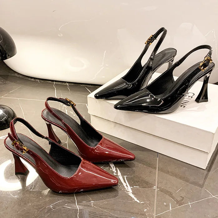 2026 Pointed Sandalias De Mujer Shallow Comfortable Patent Leather Fashion Shoes Woman French Sexy High Heels Designer Footwear