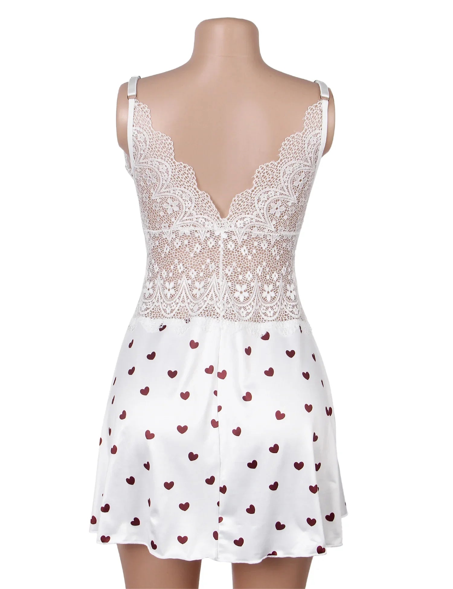 White Lace Babydoll Chemise for Women V Neck See Through Sleepwear Plus Size with Thong
