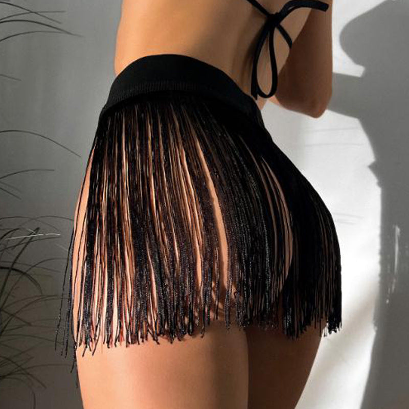 Sexy Women High Waist Fringe Tassels Skirts Solid Summer Mini Skirt Ladies Girls Party Punk Rock Costume Clubwear