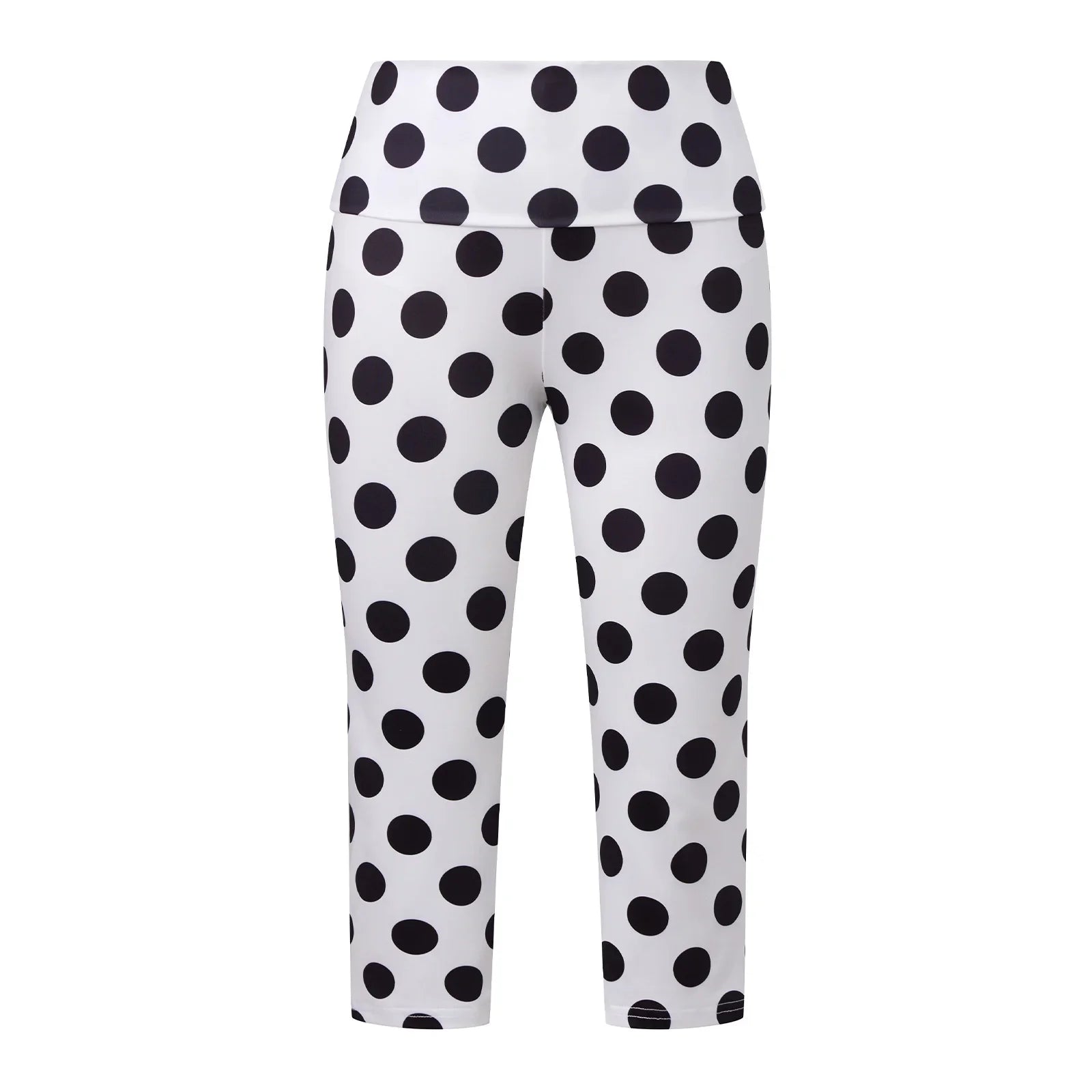 Women's Summer Low Waisted Capri Pants Slim Fit Dot Print Cropped Leggings for Casual Occasions Work