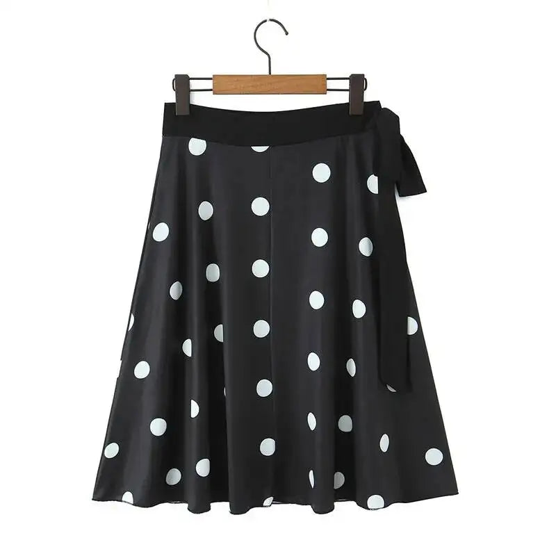 Spring Summer New Low-Waist Side-Tie Skirt For Women Sexy Large Polka Dot Print Midi Skirt Pure Desire Fashion Style Skirt 1KIJ