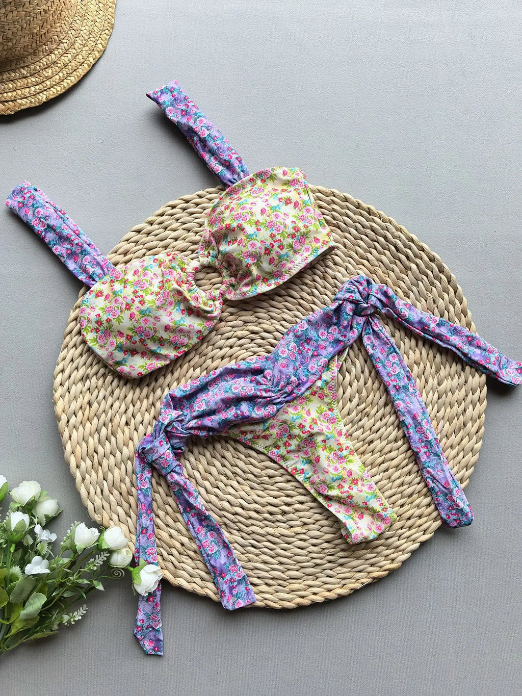 2025 New Bikini European and American Sexy Bikini Floral Split Women's Swimsuit Swimming Suit for Women Maillot De Bain