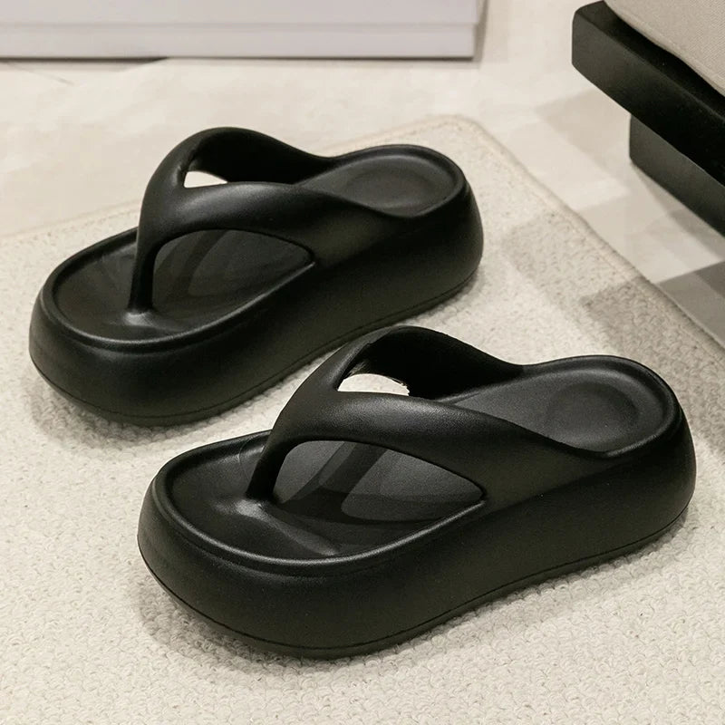 Chunky Platform Flip Flops for Women Summer 2025 Clip Toe Thick Bottom Cloud Slippers Woman Beach Non-Slip Soft Sole Flip Flops