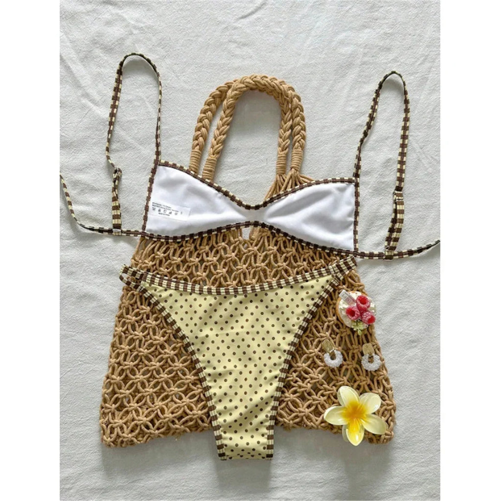 S - XL Polka Dot Bikini Female Swimsuit Women Swimwear Two-Pieces Bikini Set Padded High Leg Cut Bather Bathing Suit Swim V8181