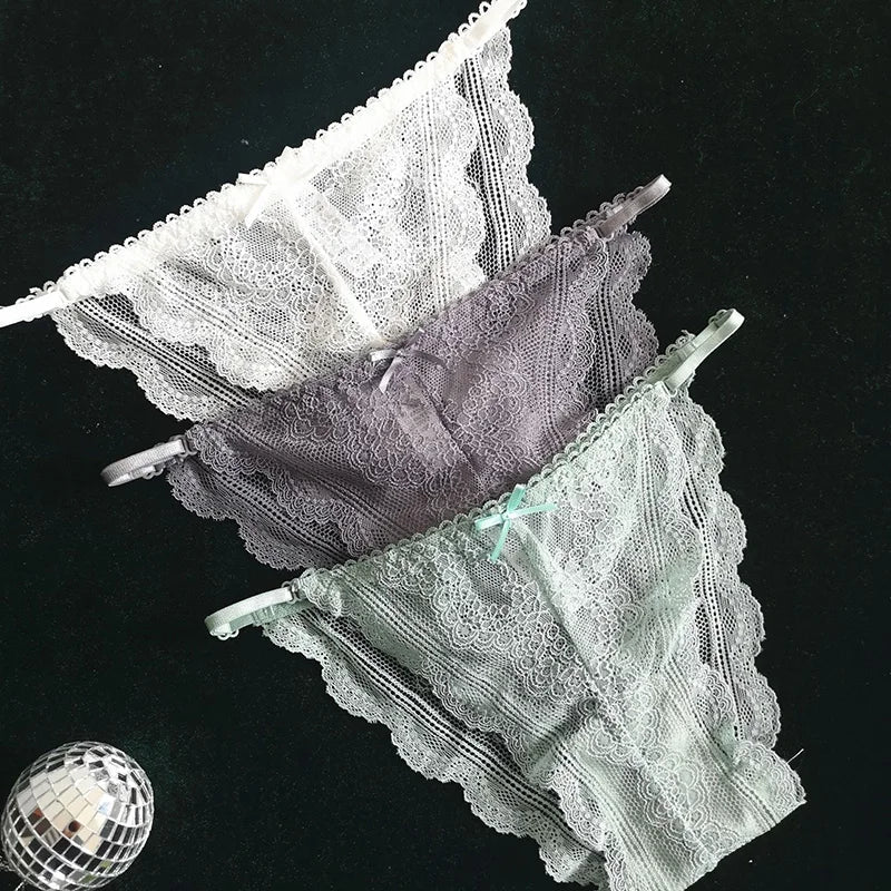 Lace Thin Sexy Girls Panties Women Briefs Thong Hollow Out G String Seamless Underwear Transparent Female Low Waist Lingerie