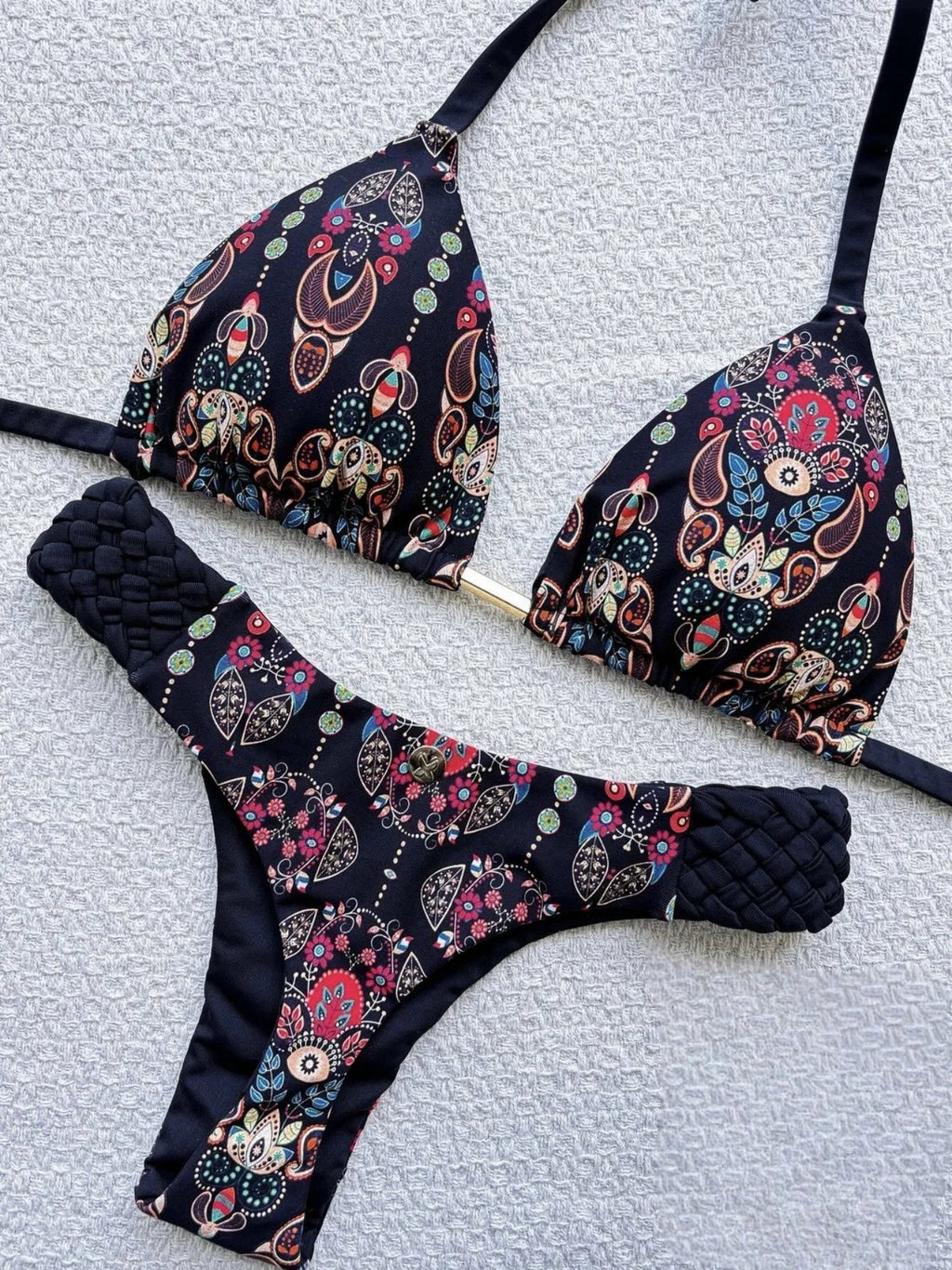 Fashion Print Halter Mini Thong High Cut Bikini Female Swimsuit Women Swimwear Two-pieces Bikini Set Bather Bathing Suit Swim