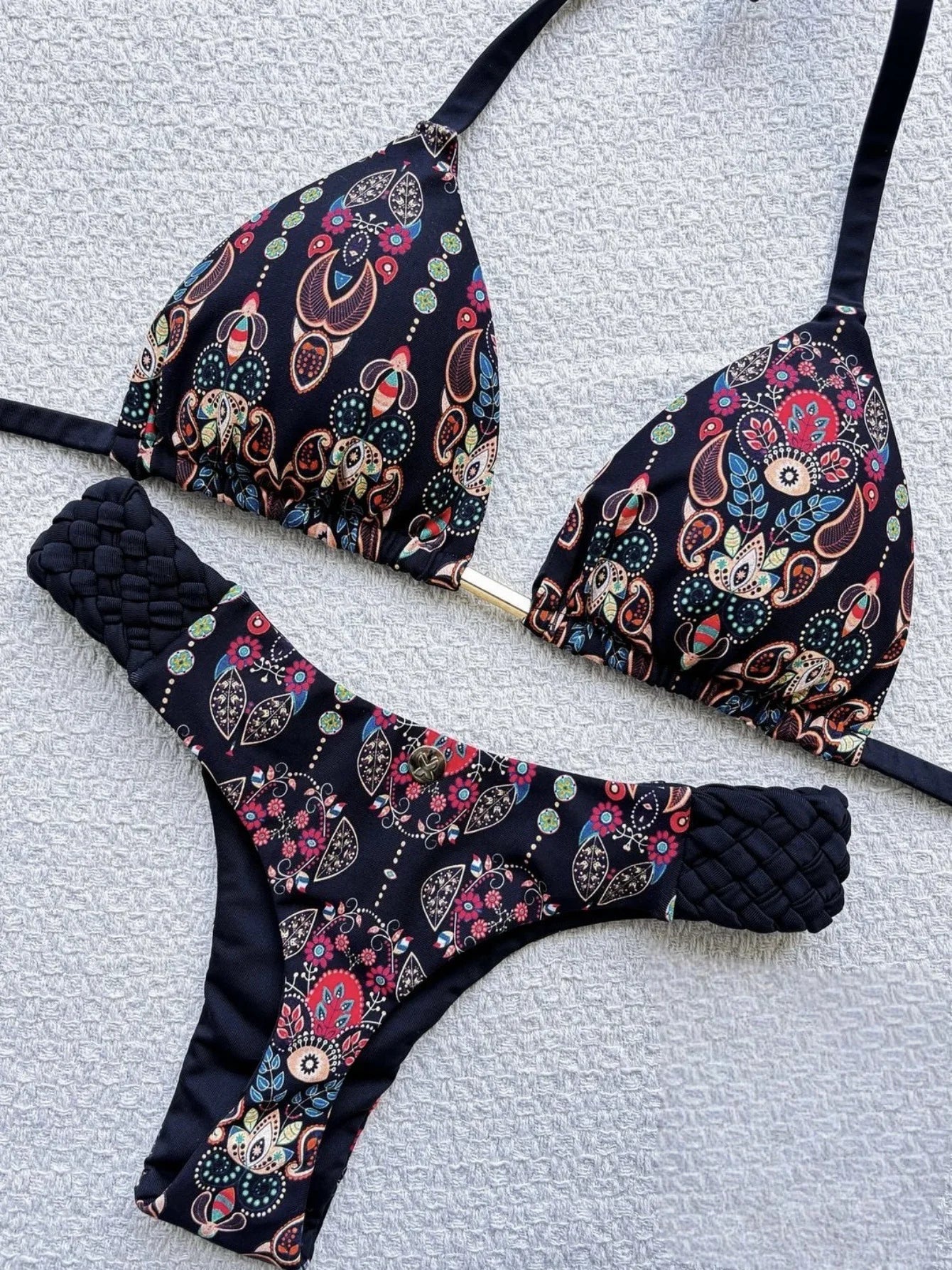 Fashion Print Halter Mini Thong High Cut Bikini Female Swimsuit Women Swimwear Two-pieces Bikini Set Bather Bathing Suit Swim