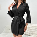 Women's Short Kimono Robe Silky Satin Bathrobe Bride Bridesmaids Getting Ready Sleepwear Soft Nightgown