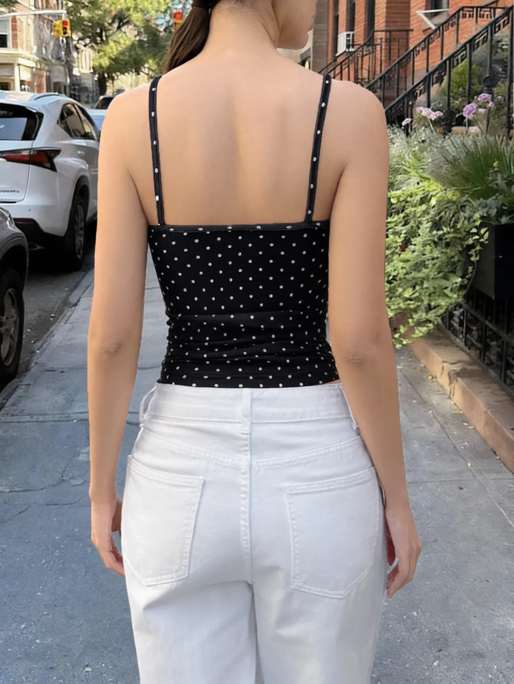 Summer casual camisole top polka dot camisole can be worn as a base layer