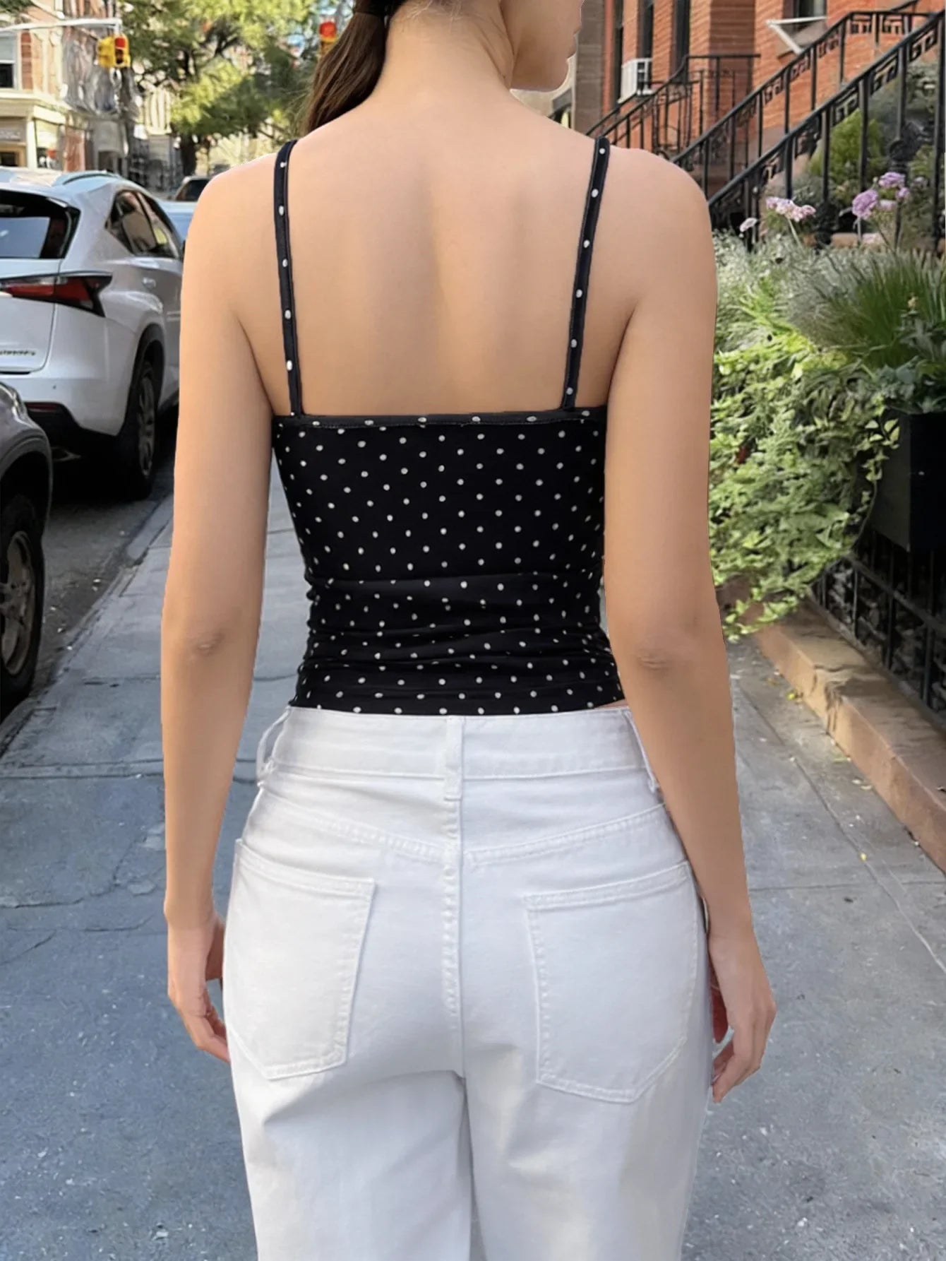 Summer casual camisole top polka dot camisole can be worn as a base layer