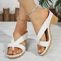 Mix Color Clip Toe Thick Heel Sandals Women Summer Cross Band High Heels Slippers Woman 2025 Lightweight Casual Flip Flops Mujer