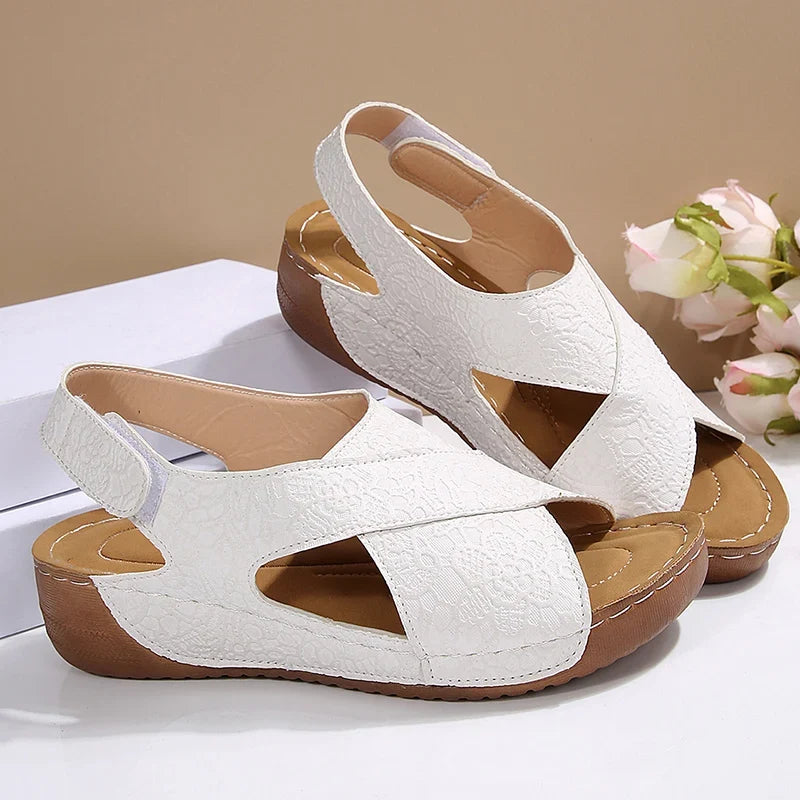 Print White Wedges Sandals Women 2026 Summer Lightweight Open Toe Platform Sandles Woman Plus Size Thick Sole Casual Sandalias