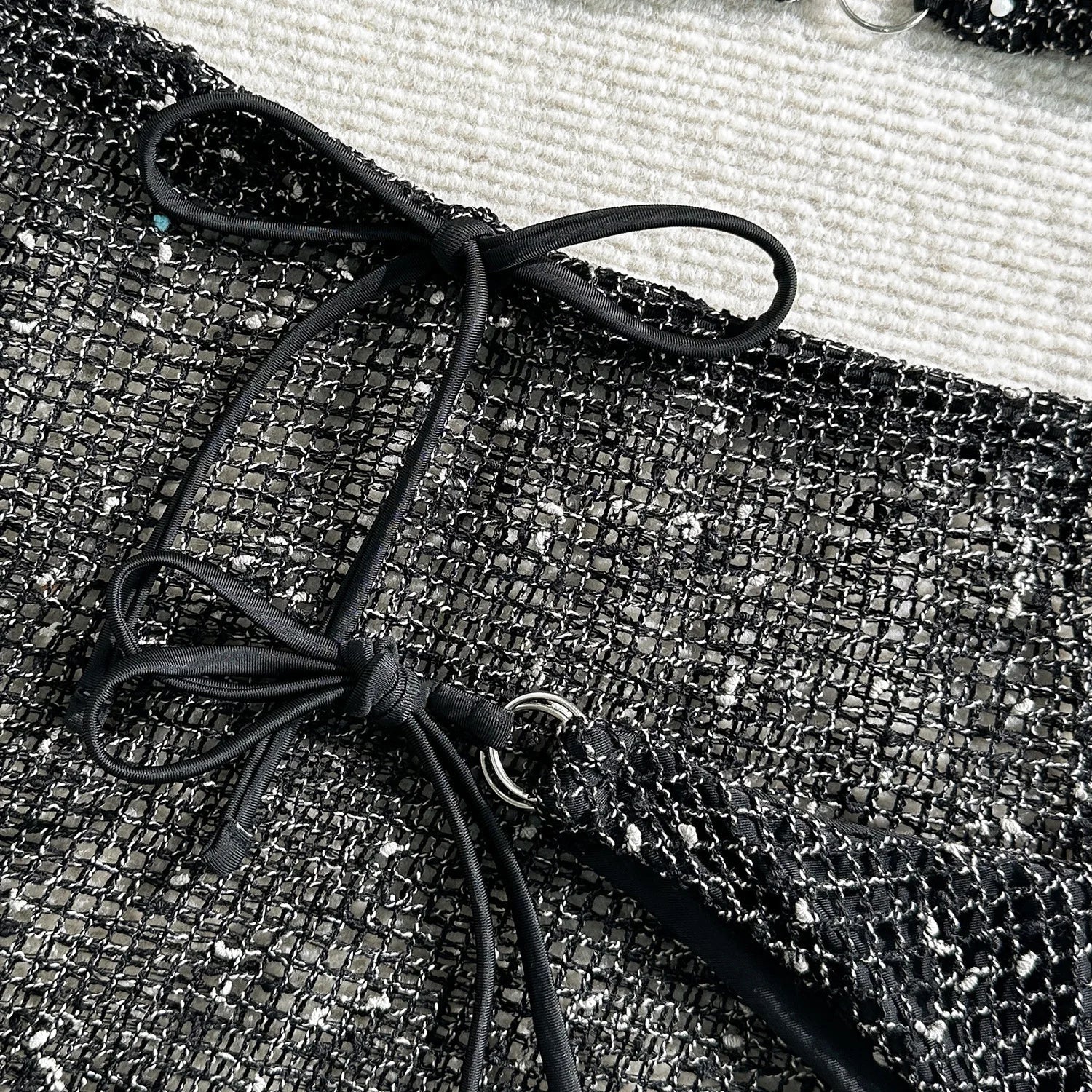 With Mesh Sarong Skirt Halter Bikini Women Swimwear Female Swimsuit Three-pieces Bikini Set Fishnet Bathing Suit Swim Beachwear