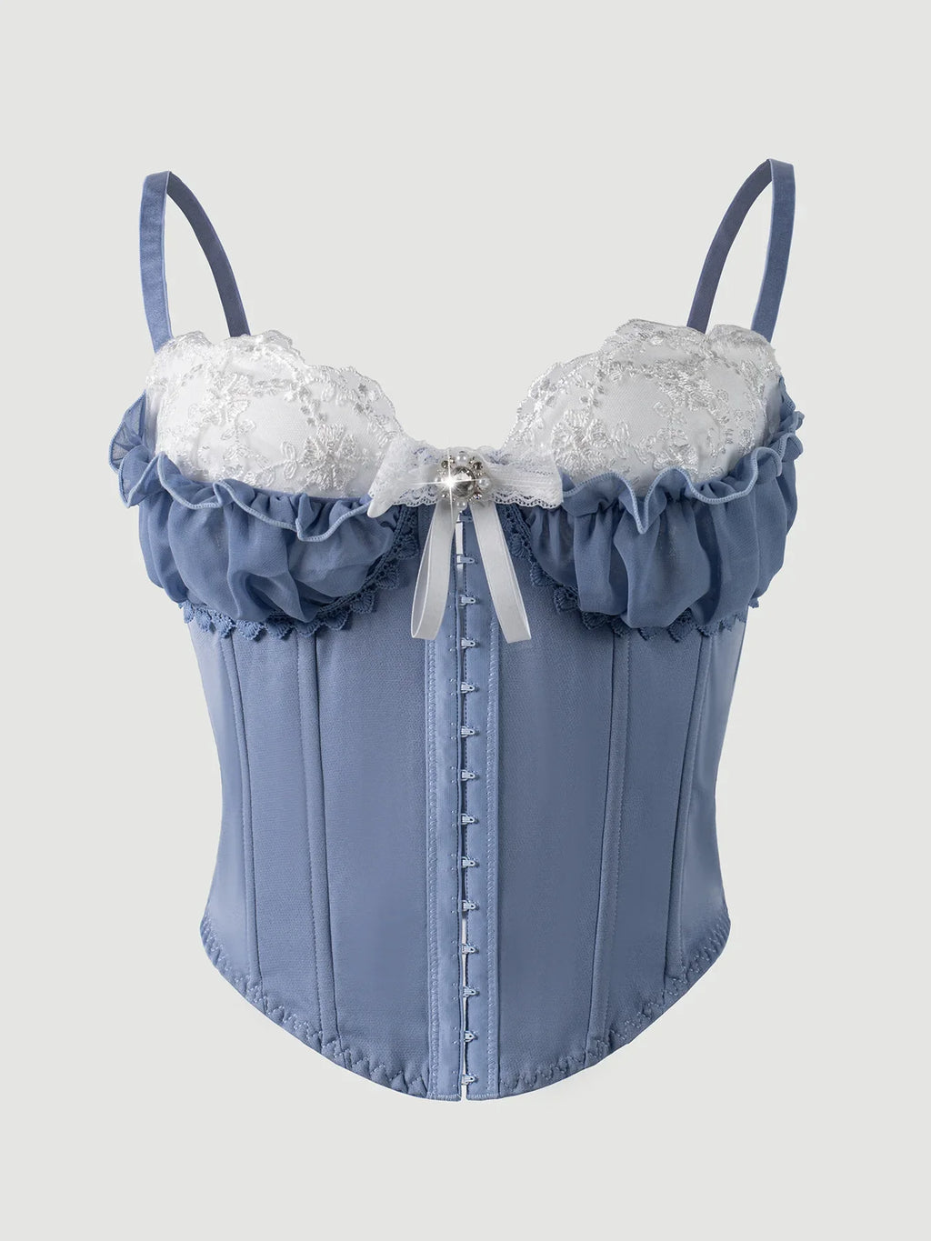 Sexy Top Mesh Lace Patchwork Cotton Hot Girl Fishbone Strap High-end Wear Top For Women Bowknot Pure Desire Vest Charming PWGG