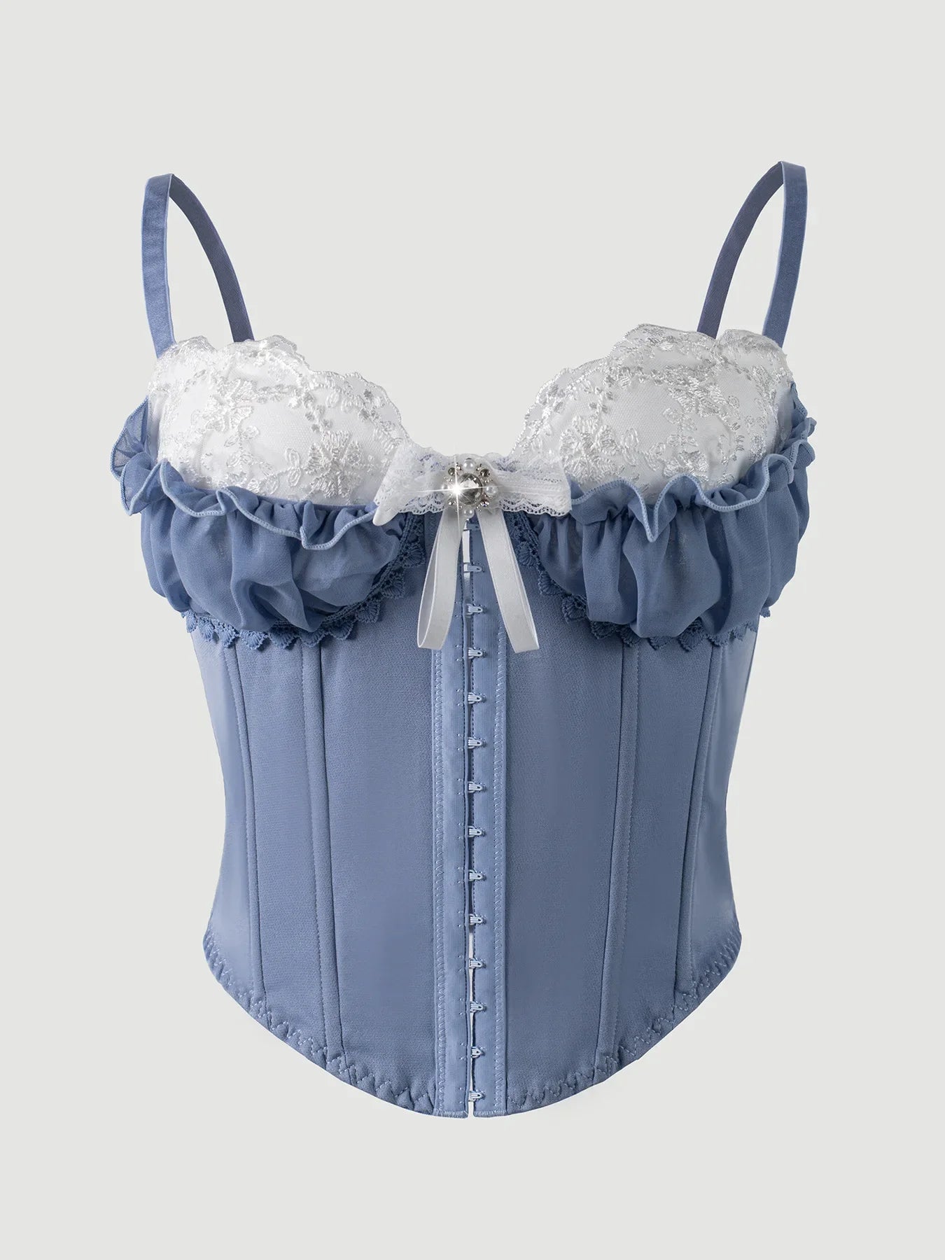 Sexy Top Mesh Lace Patchwork Cotton Hot Girl Fishbone Strap High-end Wear Top For Women Bowknot Pure Desire Vest Charming PWGG