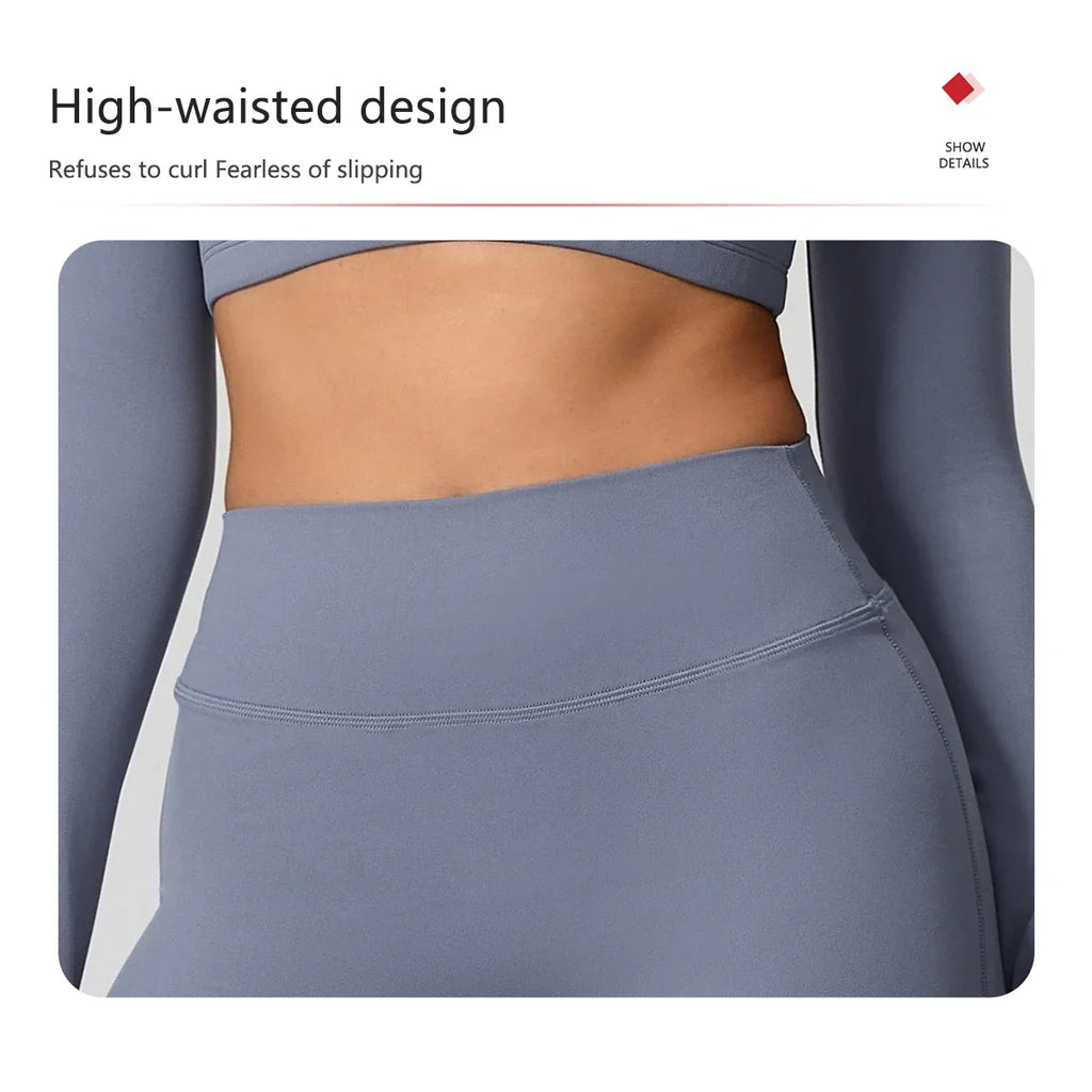 Hearuisavy Sports Set 2Pcs Women's  Long Sleeve Backless Fitted Fitness Top Push Up Pilates Yoga Top Wide Leg Straight Leg Pants