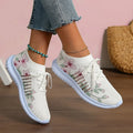 Fashion Printed Breathable Sneakers Women Thick Bottom Knitted Walking Shoes Woman Hollow Out Slip On Sports Shoes Female 35-43