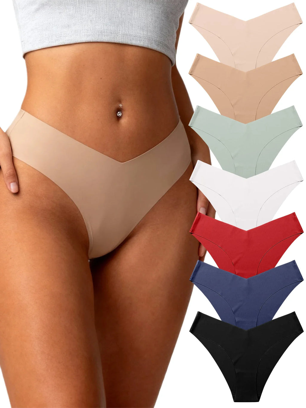 7PCS/Set Women High Waist Seamless Underwear Breathable Comfort Briefs S-2XL