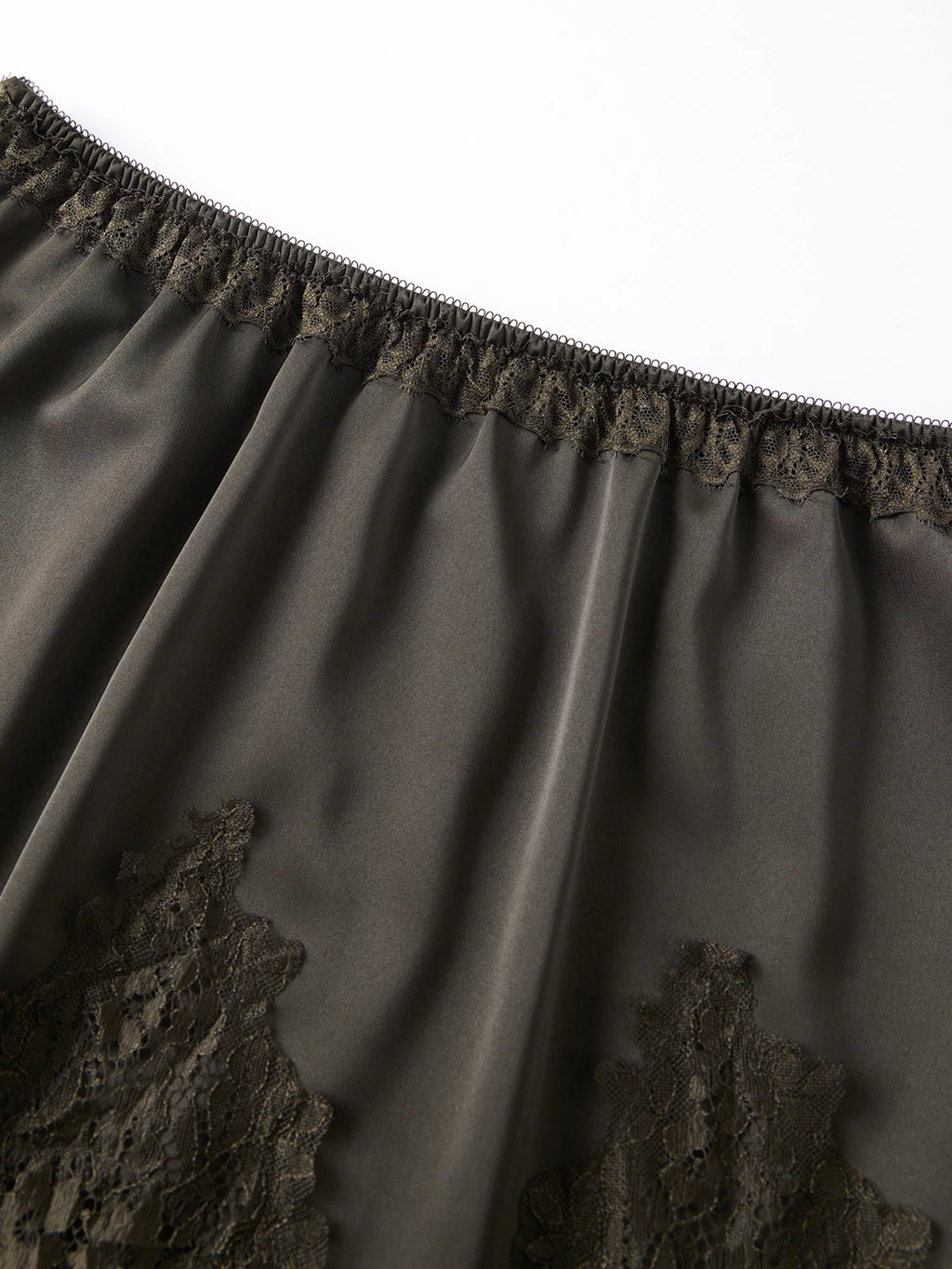 Summer Women's Satin Short Skirts Elastic Waist Lace Patchwork Skirts Half Slip Skirts Fashion