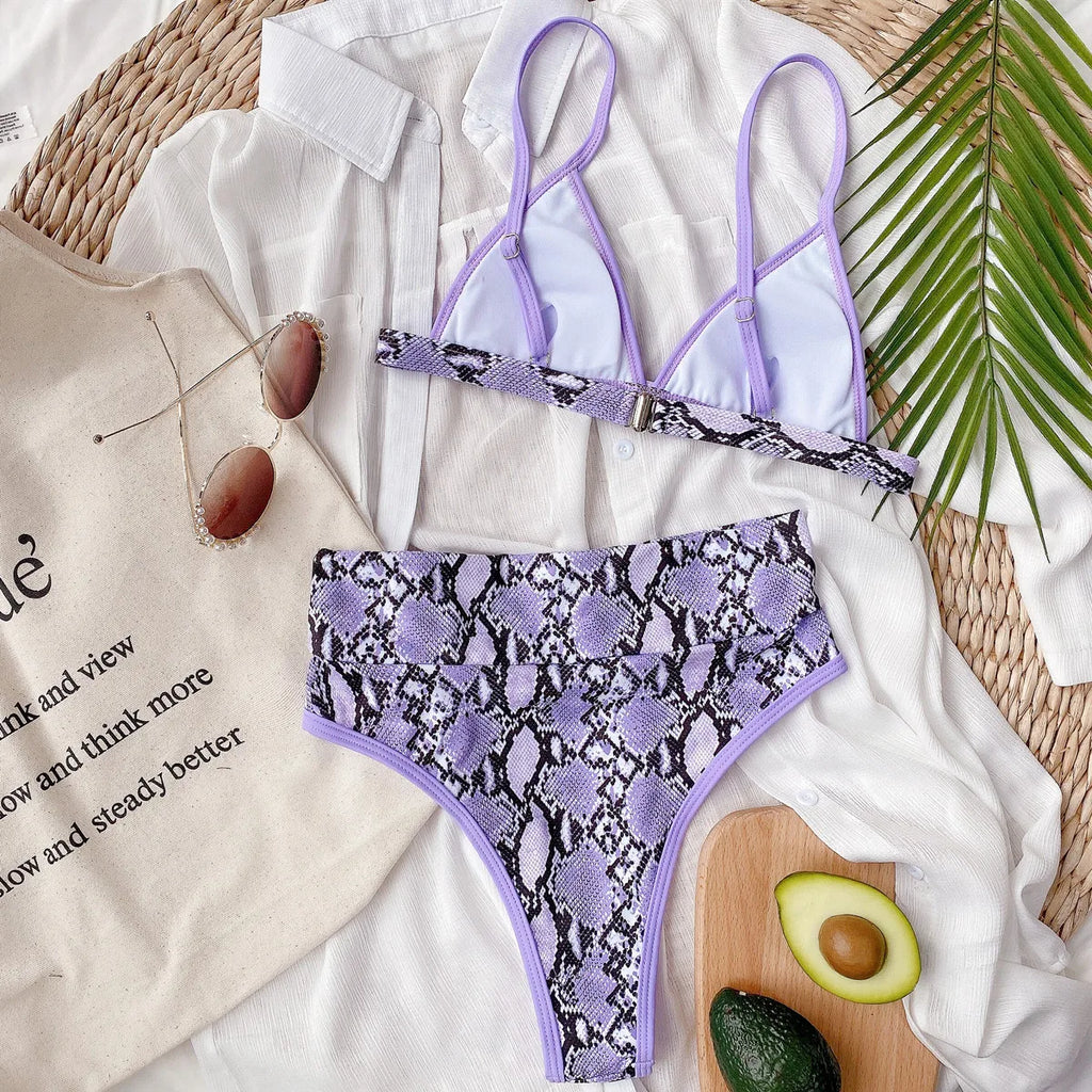 Bikini 2026 Sexy High Waist Snakeskin Print Tie Dye Swimwear Swimsuit Women Bikinis Set Bathing Suit Beach Bikini Female Push Up