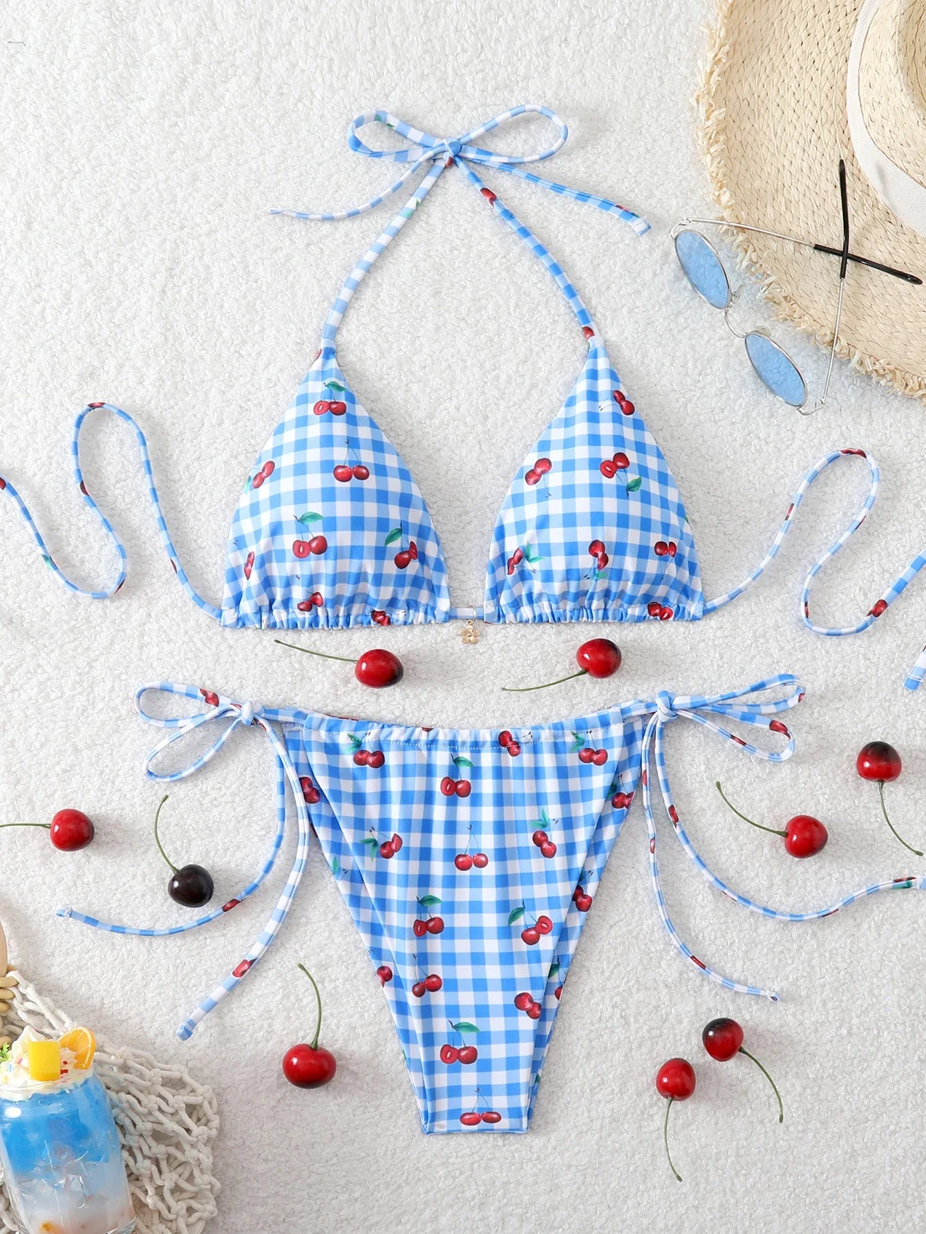 Triangle Halter Thong Bikinis 2026 Women Sexy Printed Swimsuit Floral String Swimwear Female Bathers Bathing Swimming Swim Suit