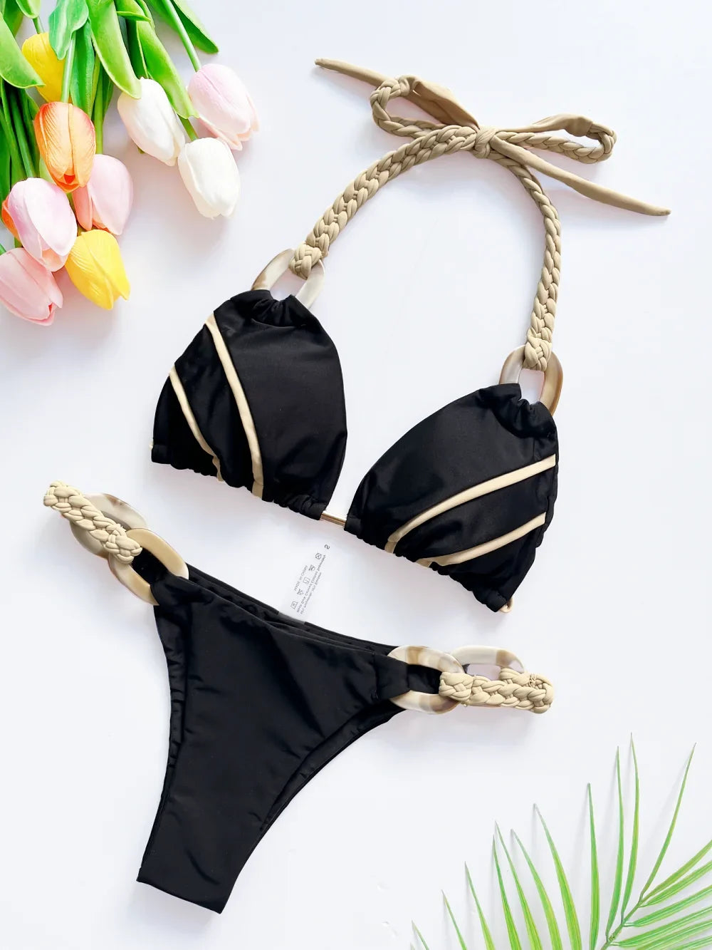Solid Color Strap Women Bikini Sexual Beach Holiday Swimwear