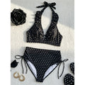 S - XL Polka Dot V Neck High Waist Bikini Female Swimsuit Women Swimwear Two-Pieces Bikini Set Bather Bathing Suit Swim V8111