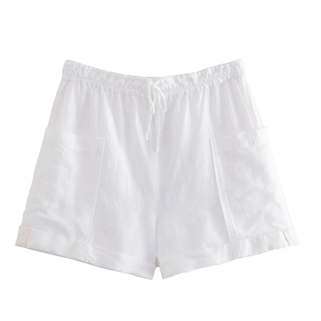 Foridol Casual 2 Pcs Shorts Women Set Linen Cotton Pink Oversize Buttons Shirt+shorts Outfits Summer Autumn White Fashion Set