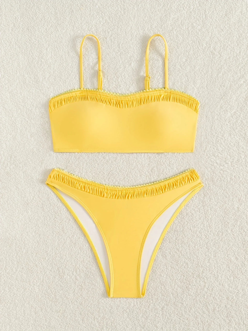 ZTVitality Sexy Yellow Push Up Bikini Set 2025 New Arrival Padded Bra Mid Waist Swimsuit Women Swimwear Summer Beachwear Biquini