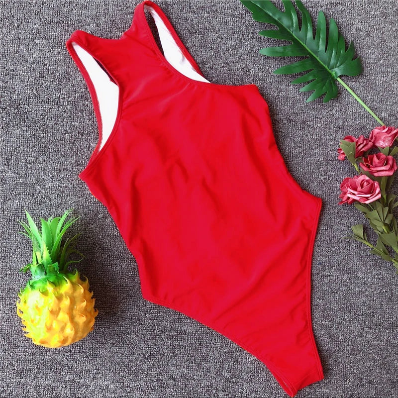 Splicing Fishnet Mesh Zipper Female Swimwear One Piece Swimsuit Women Monokini High Leg Cut Bather Bathing Suit Swim Beach Wear
