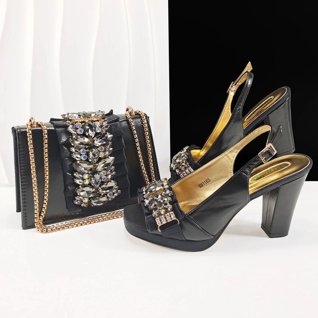 doershow  Lastest Italian Design Fashion Style Ladies Shoes with Matching Bag Set 2025 Nigerian Shoes and Bag Set HFG1-2