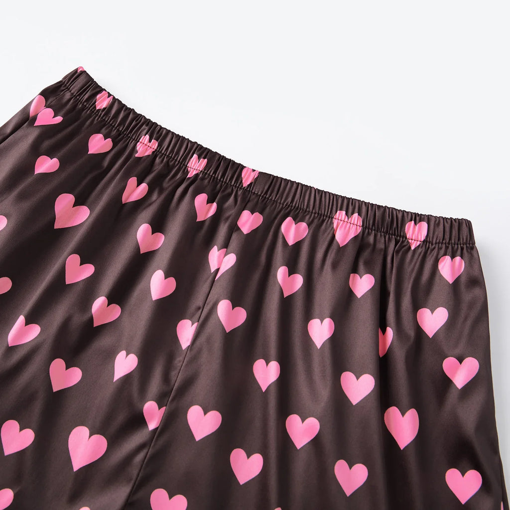 Summer Women’s Satin Lace Hem Shorts Elastic Waist Loose Fit Wide Leg Short Pants Casual Lounge Bottoms Solid Color
