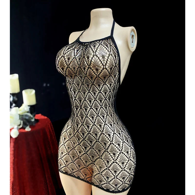 Sexy Women Fishnet Hollow Out Cover Up Dress See Through Bodycon Beach Swimwear Summer Style