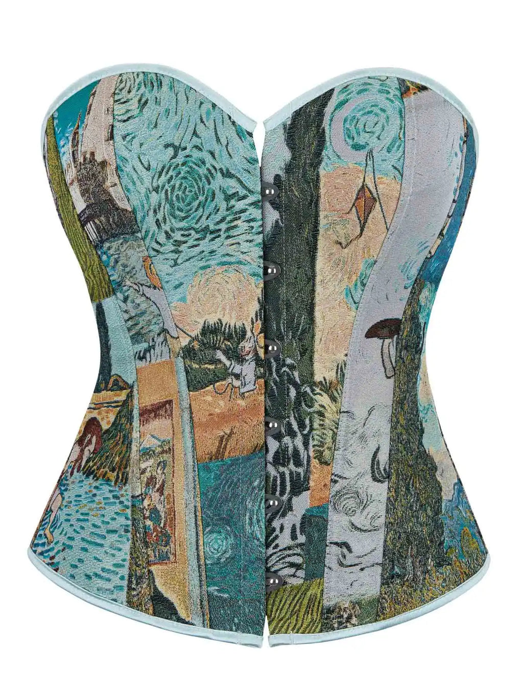 New retro palace style corset oil painting style jacquard fabric gathers waist and wears corsets.