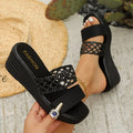 Womens  Sandals High Heeled Slippers Hollow Out Large Size Thick Soled Fish Mouth Sandals Non-Slip