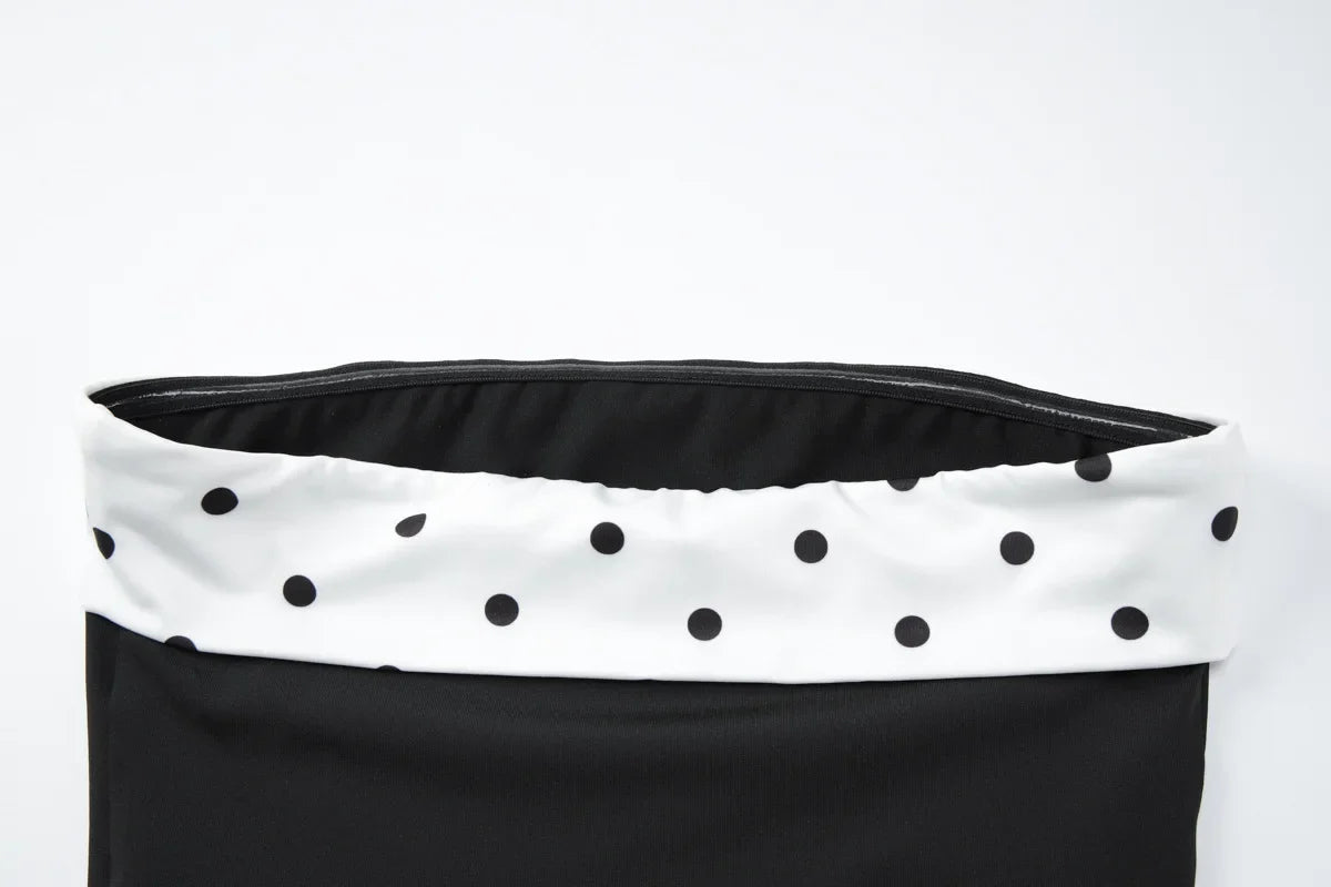 FDYOUI Women's Summer Polka Dot Patchwork Black Corset Sexy Off Shoulder Slim Crop Tops Streetwear Y2K Girls Backless Tank Top