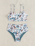 ZTVitality Sexy Floral Print Female Swimsuit Women Bikini 2025 Swimwear High Waist Bikinis Two Pieces Summer Beachwear Biquini