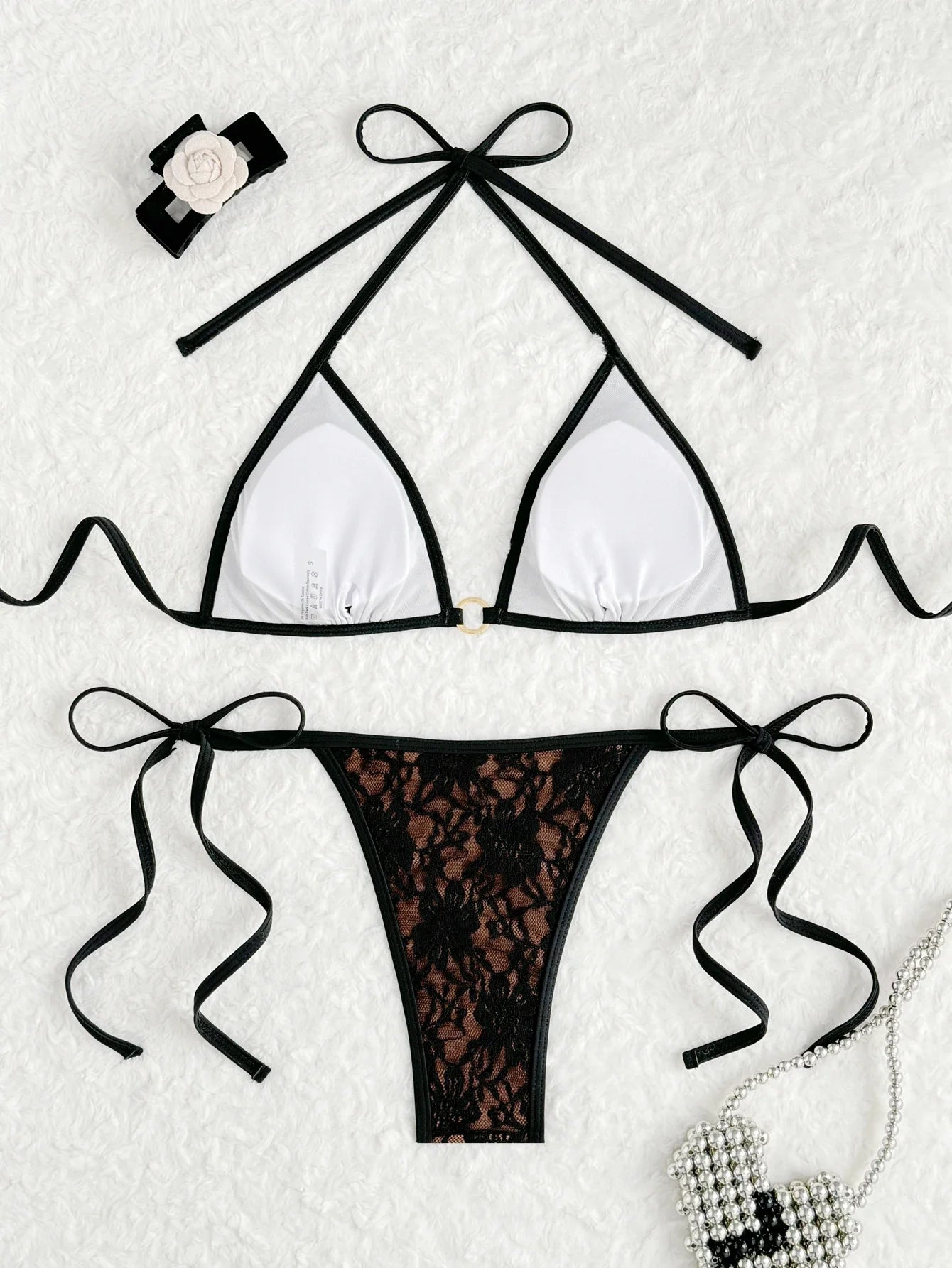 2025 Triangle Halter String Bikini Women Swimwear Female Sexy Black Swimsuit Bathers Bathing Swimming Swim Suit Beachwear
