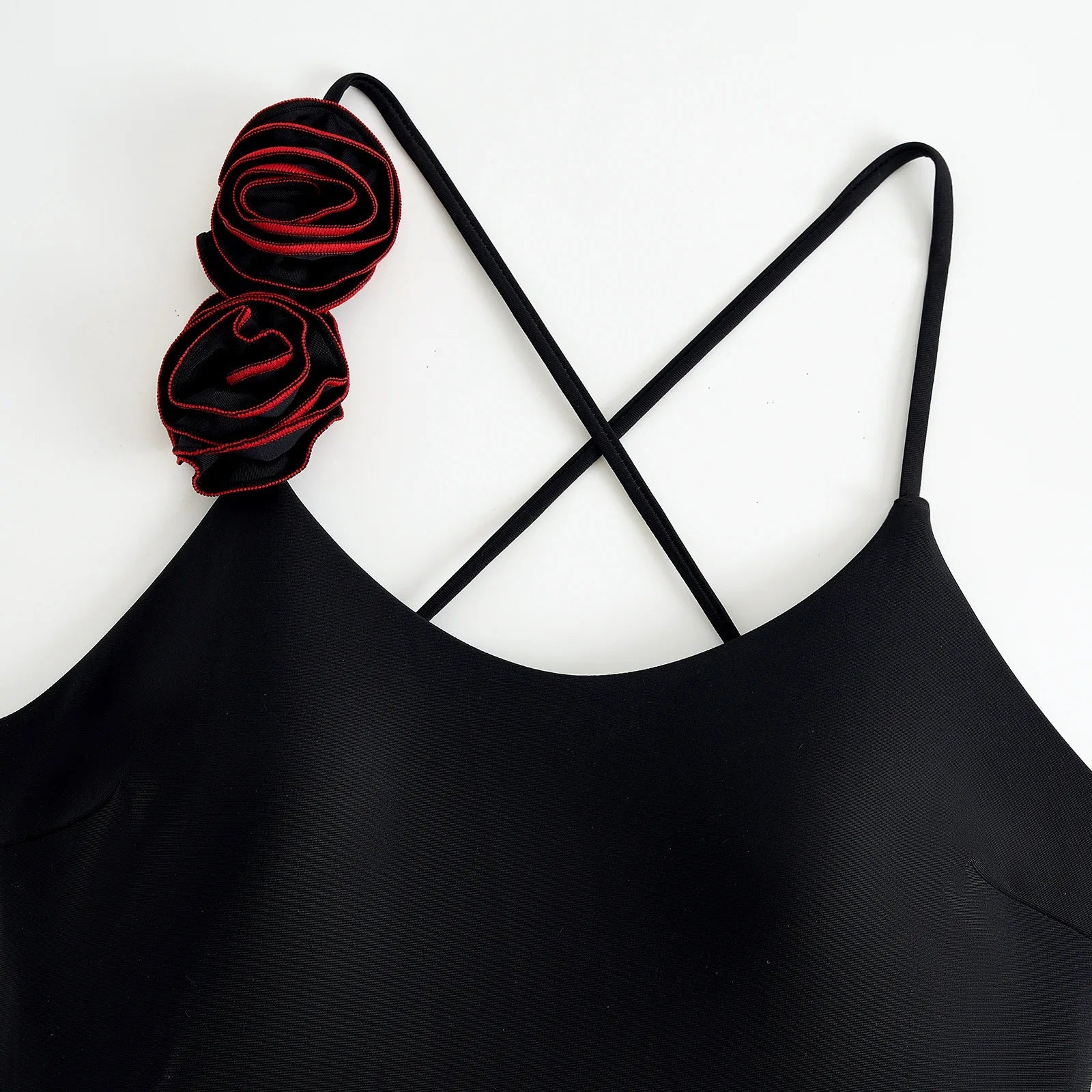 sexy 3D flower back tie swimsuit one piece bikini thong swimwear bodysuits women biquini bathing suits solid black color