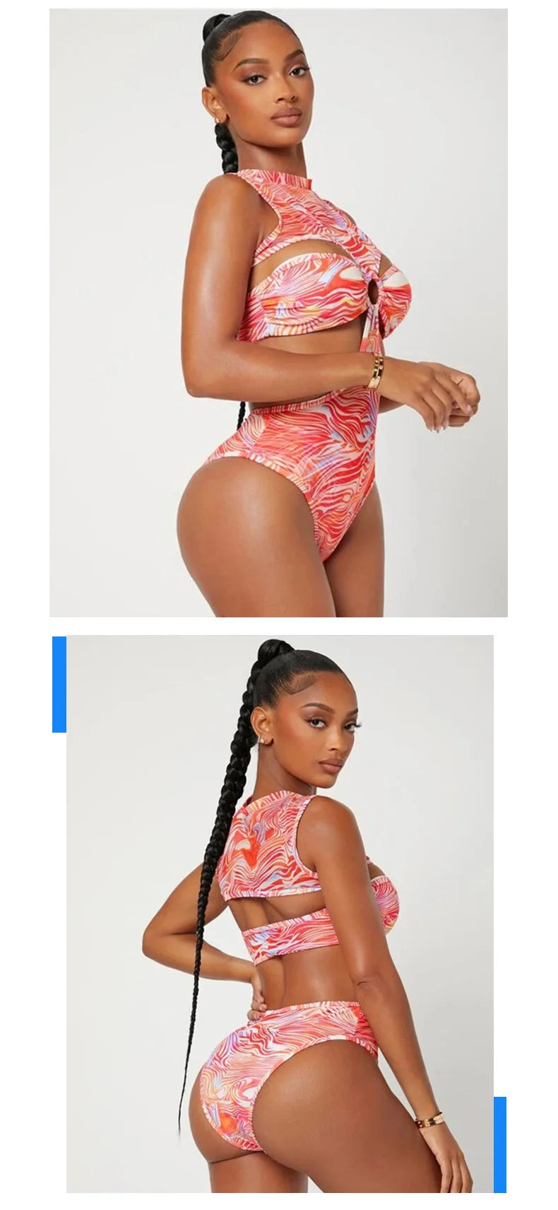 2026 New Sexy One Piece Swimsuit Swimwear Women Gradient Print Hollow High Waist Highly Elastic One-piece Bathing Suit Beachwear