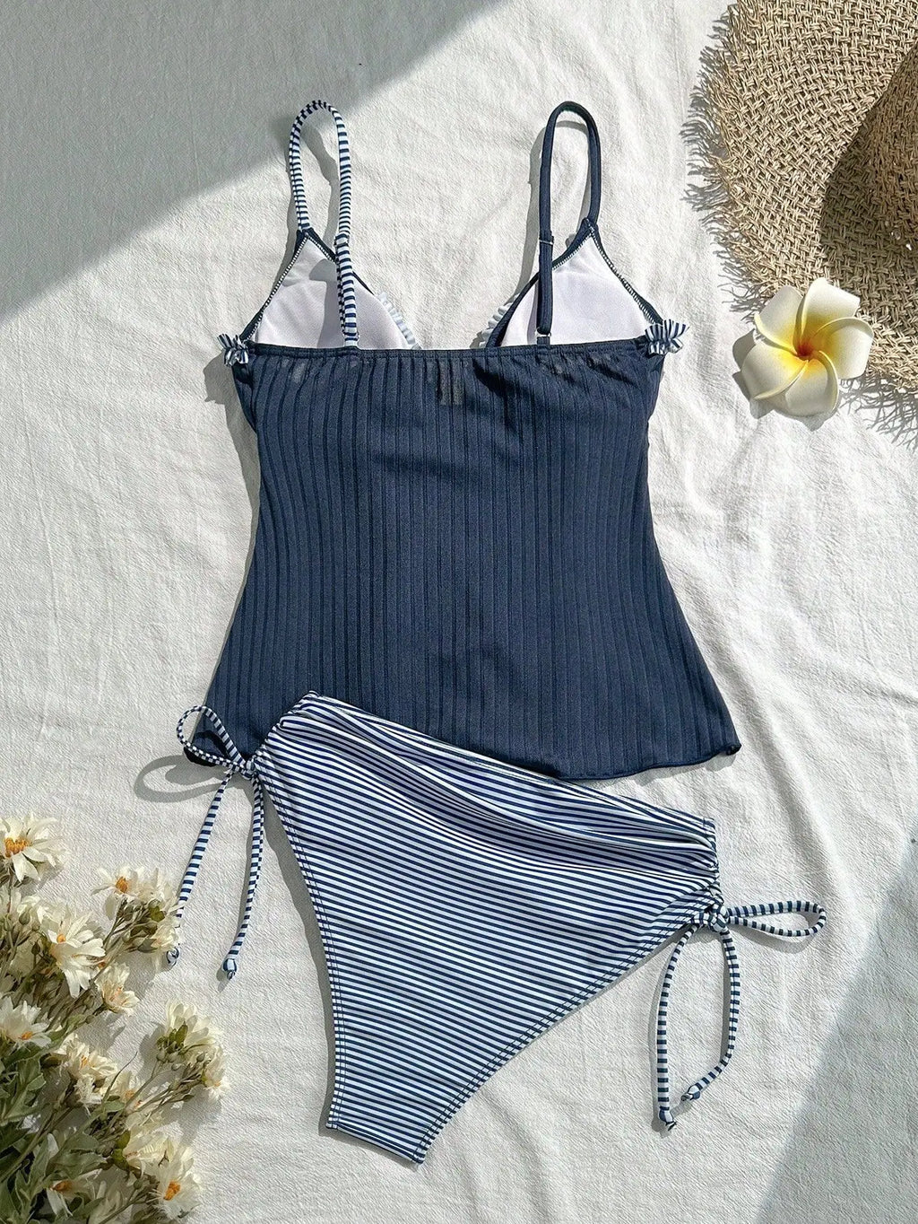New 2026 Fashion Swimsuit Women Frill Trim Tankini Strappy Vest with Bow Swimwear Ruffles Beachwear Holiday Look Bathing Suits