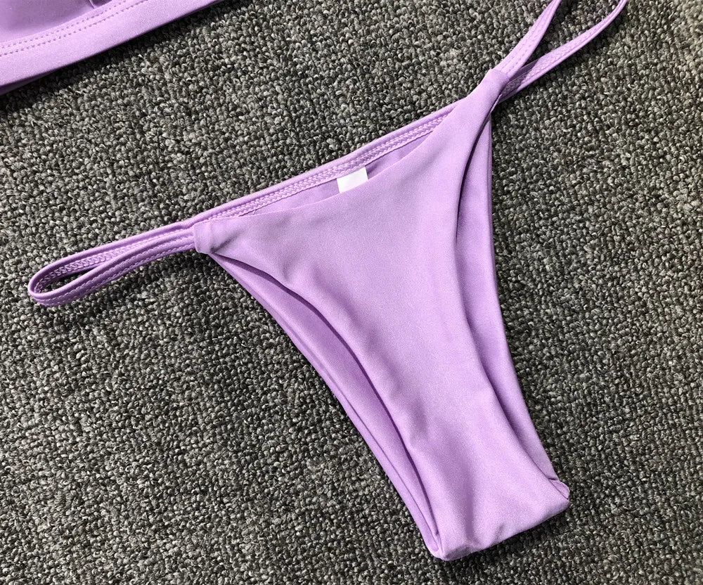 DEKA Women Sexy Solid Mini Micro Bikini Set Push-up padded Bra Thong Split Swimwear Female Bandage Bathing Suit Lacing Swimsuit