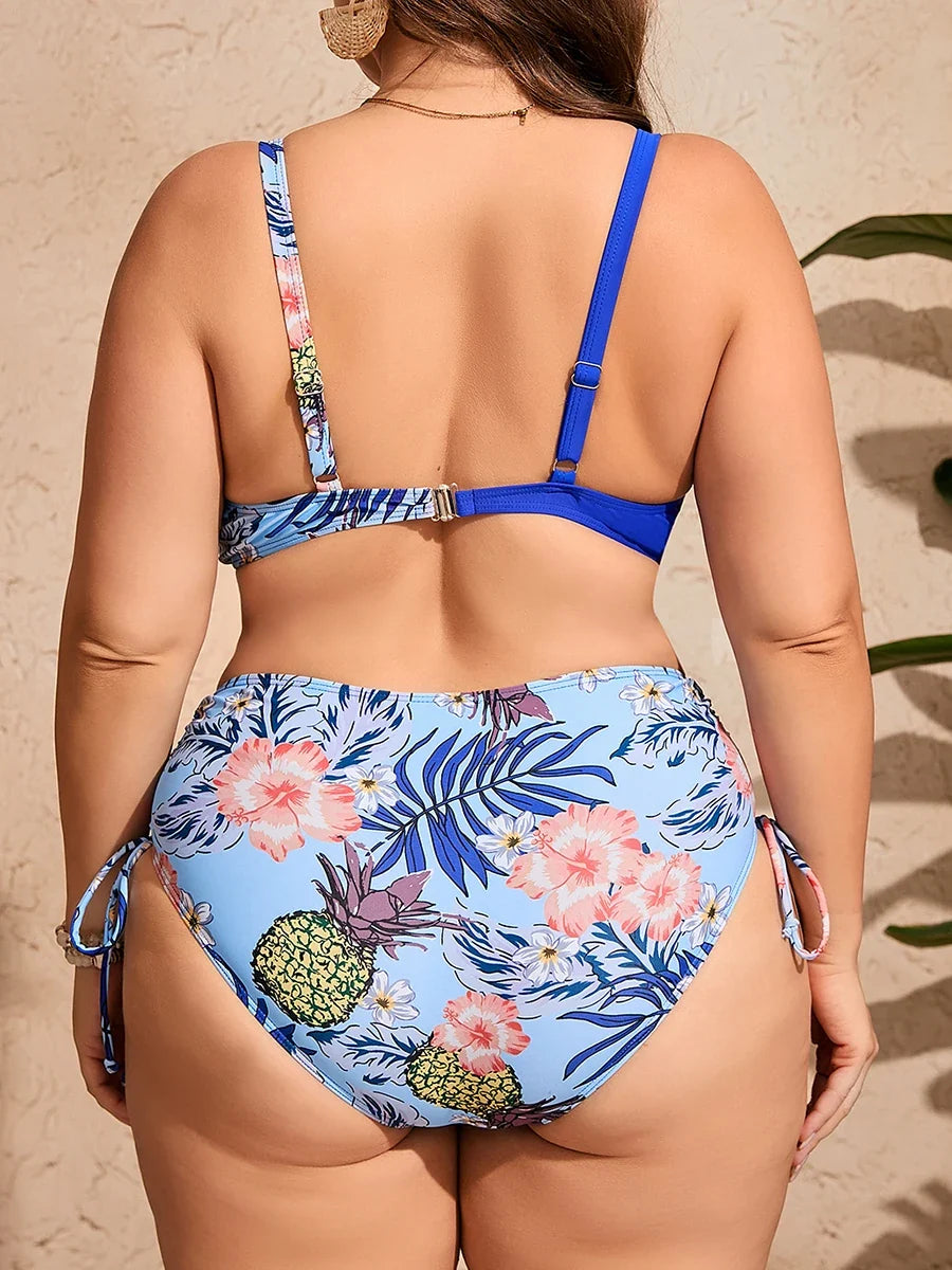 2026 Large Plus Big Size Swimsuit Women Floral Push Up Bikinis High Waist Strappy Swimwear Female Bathing Swimming Swim Suit 5XL