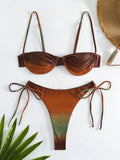 Underwired Gradient High Cut Bikini Female Swimsuit Women Swimwear Two-pieces Bikini Set Micro Thong Bathing Suit Swim Beachwear
