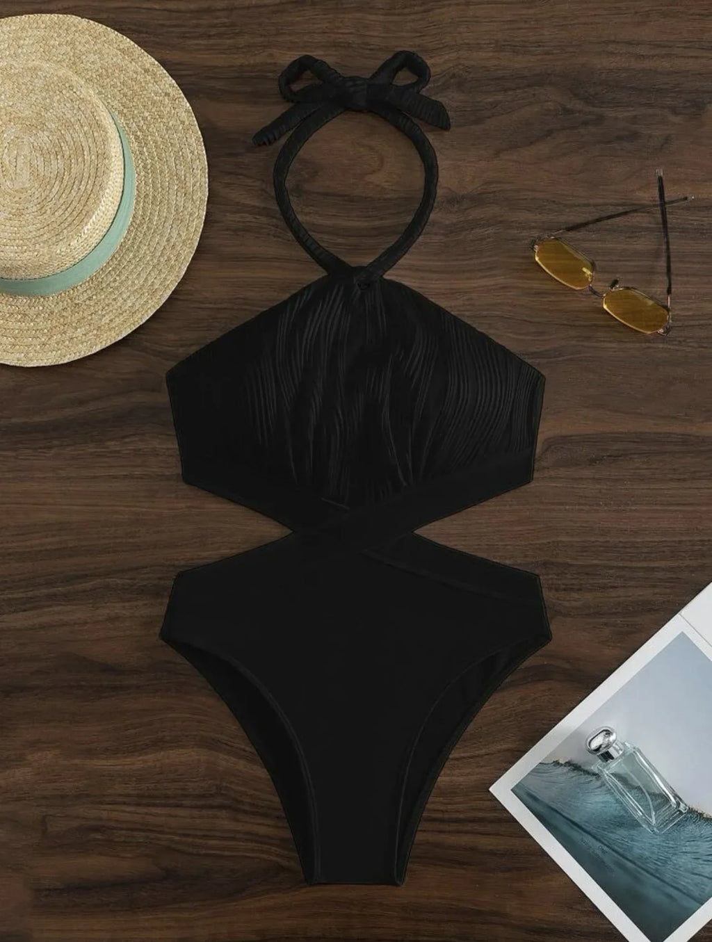 Sexy One Piece Swimsuit 2024 Women Black White Hollow Out Backless Beach Bodysuit Brazilian Bathing Suit Tummy Control Beachwear