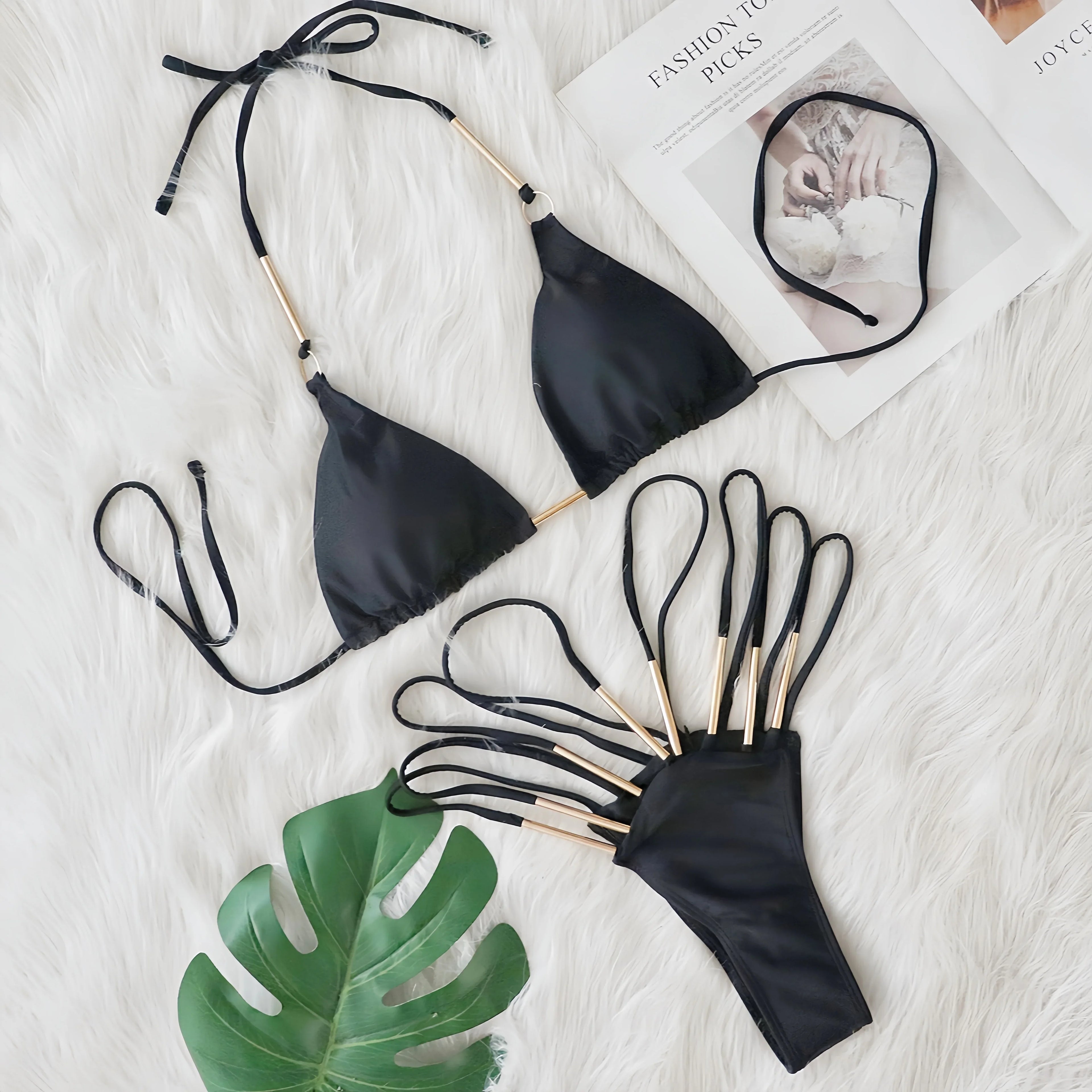 Sexy Hollow Out High Leg Cut Bikini Female Swimsuit Women Swimwear Two-pieces Bikini Set Brazilian Bather Bathing Suit Swim Lady