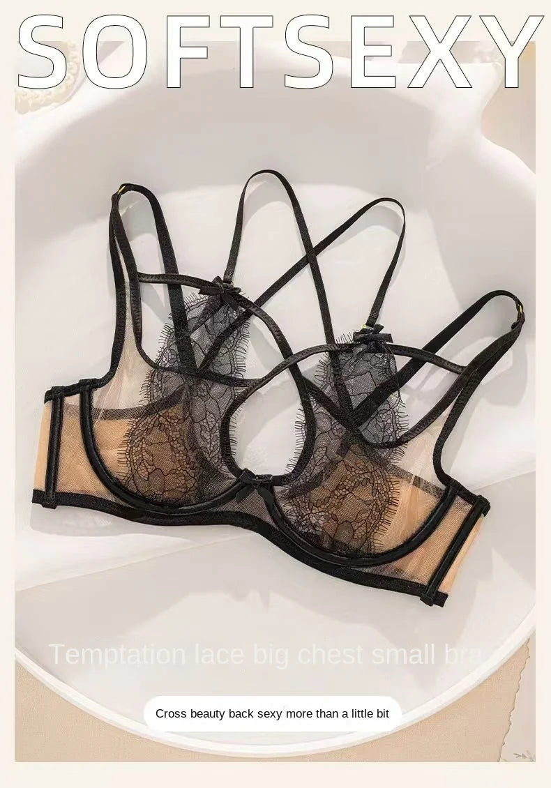 Ultra-thin Sexy Lace Hazy Attractive Comfortable Soft Steel Ring on The Support To Prevent Sagging Cross Beautiful Back Change